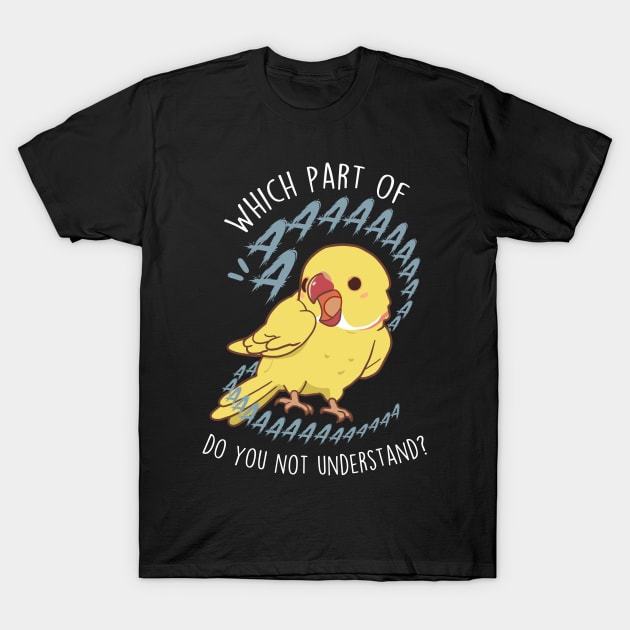 Lutino Indian Ringneck Parrot Aaaa T-Shirt by Psitta